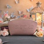 Comfort Yourselves Together, And Edify One Another 1 Thess. 5:11 Blush full-grain leather makeup bag, Christian scripture gift