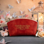 Comfort Yourselves Together, And Edify One Another 1 Thess. 5:11 Poppy Red full-grain leather makeup bag, Christian scripture gift