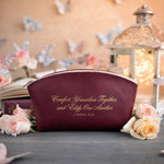 Comfort Yourselves Together, And Edify One Another 1 Thess. 5:11 Sangria full-grain leather makeup bag, Christian scripture gift