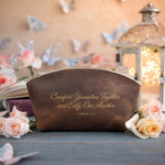 Comfort Yourselves Together, And Edify One Another 1 Thess. 5:11 Sicilian Brown full-grain leather makeup bag, Christian scripture gift