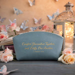 Comfort Yourselves Together, And Edify One Another 1 Thess. 5:11 Turquoise full-grain leather makeup bag, Christian scripture gift