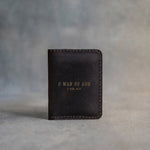 O Man Of God 1 Tim. 6:11 full-grain leather wallet, Christian scripture gift