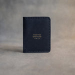 Fight The Good Fight 1 Tim. 6:12 Blueberry full-grain leather wallet, Christian scripture gift