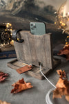 Wooden Personalized Handwriting Docking Station In Gray Tan