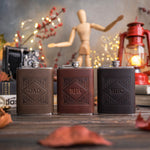 Custom Initial Hip Flask - Groomsmen Gifts - Custom - Logo - Full Grain Leather finished by hand