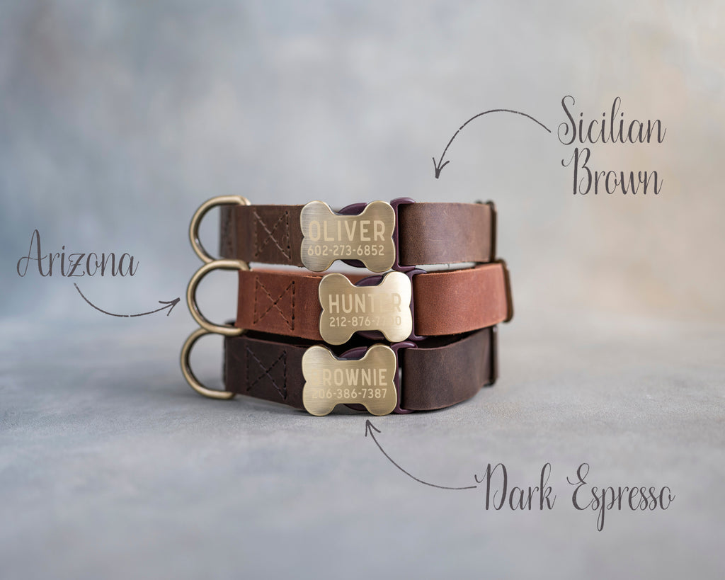 Personalized dog collar in soft leather