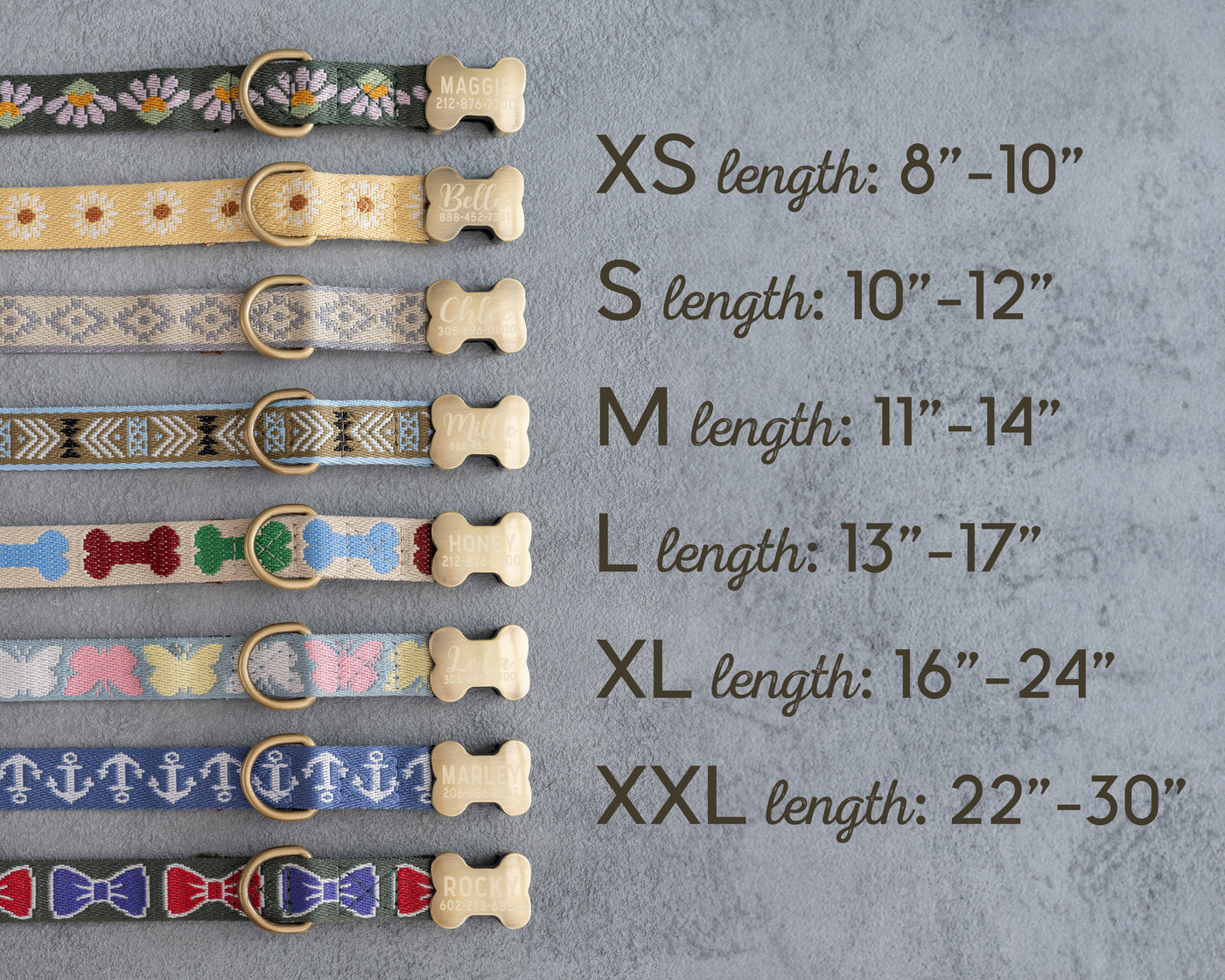 Webbing dog collar funny bone pattern beige