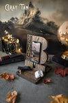 Wooden Monogram Docking Station In Gray Tan