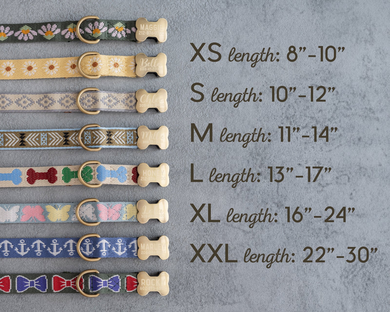 Personalized dog collar in designer webbing