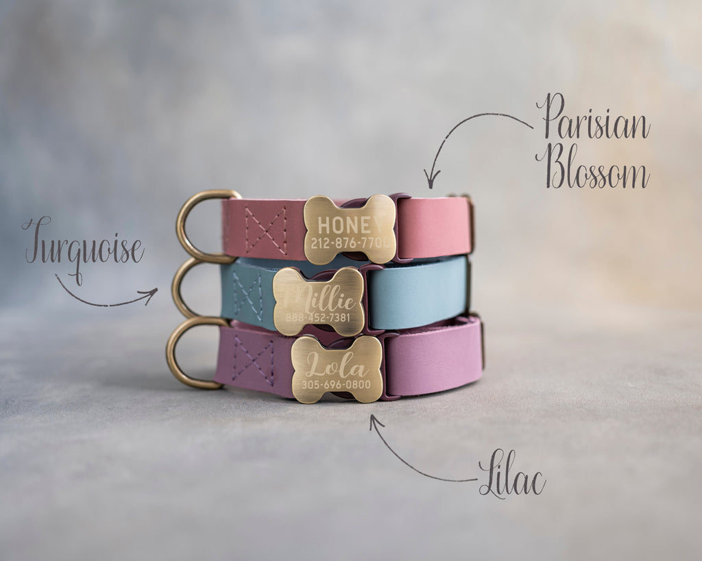 Personalized leather dog collar for girls