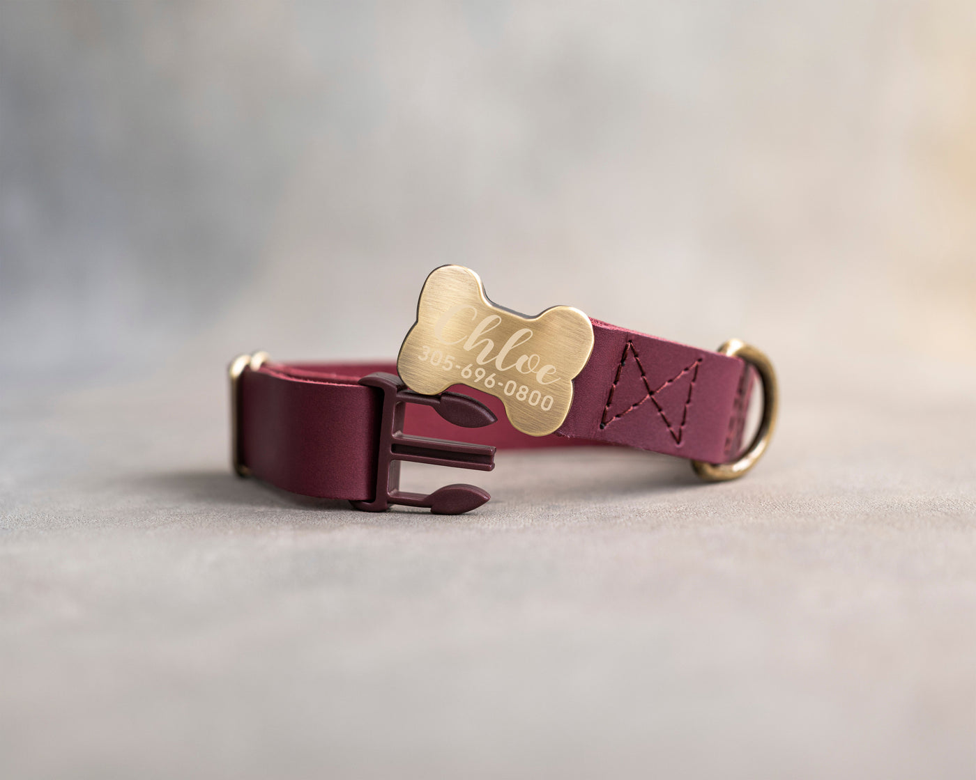 Personalized leather dog collar for smaller dogs