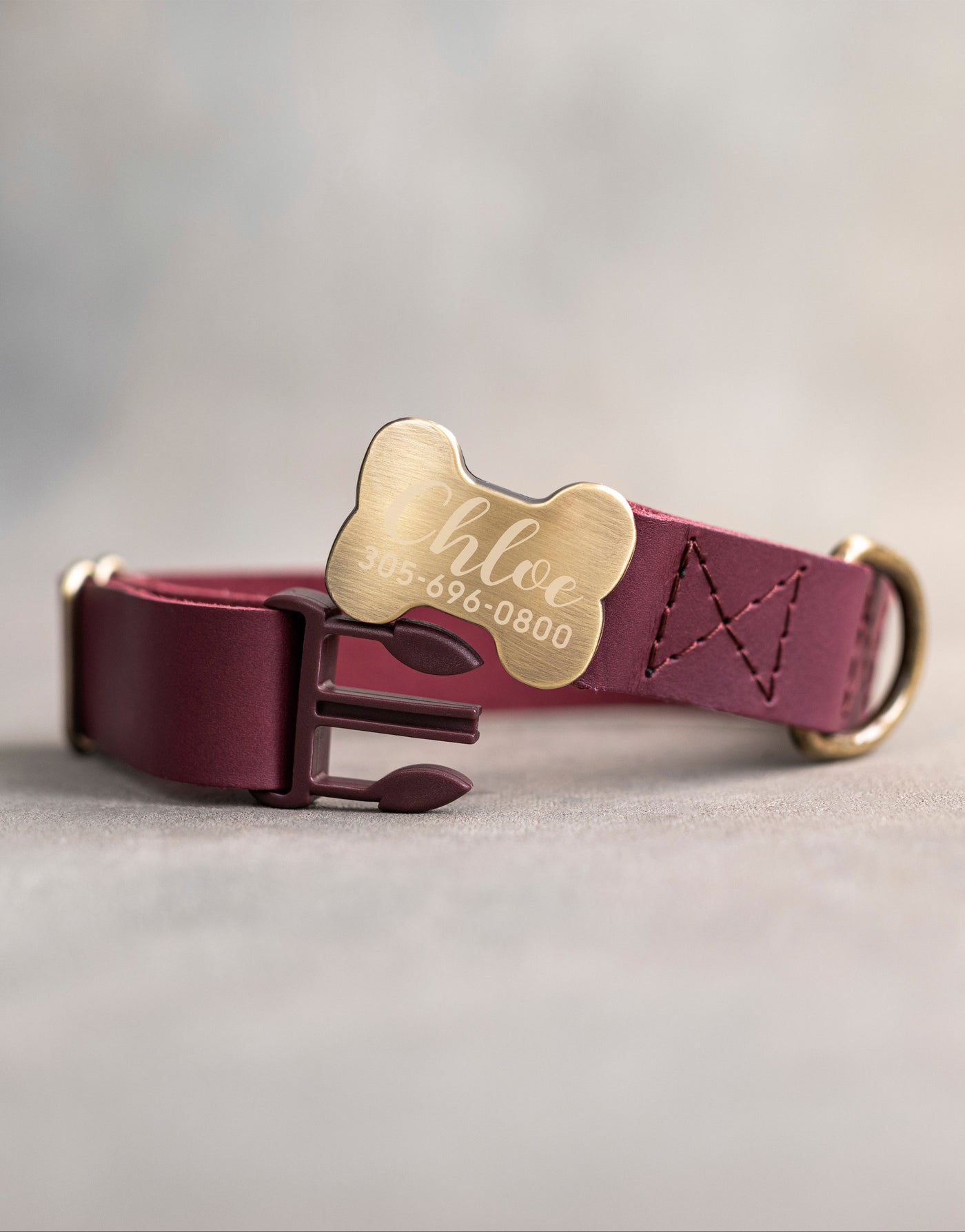 Leather Dog Collar With Bone-Shaped Buckle