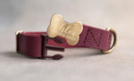 Personalized leather dog collar in variety of leather designs