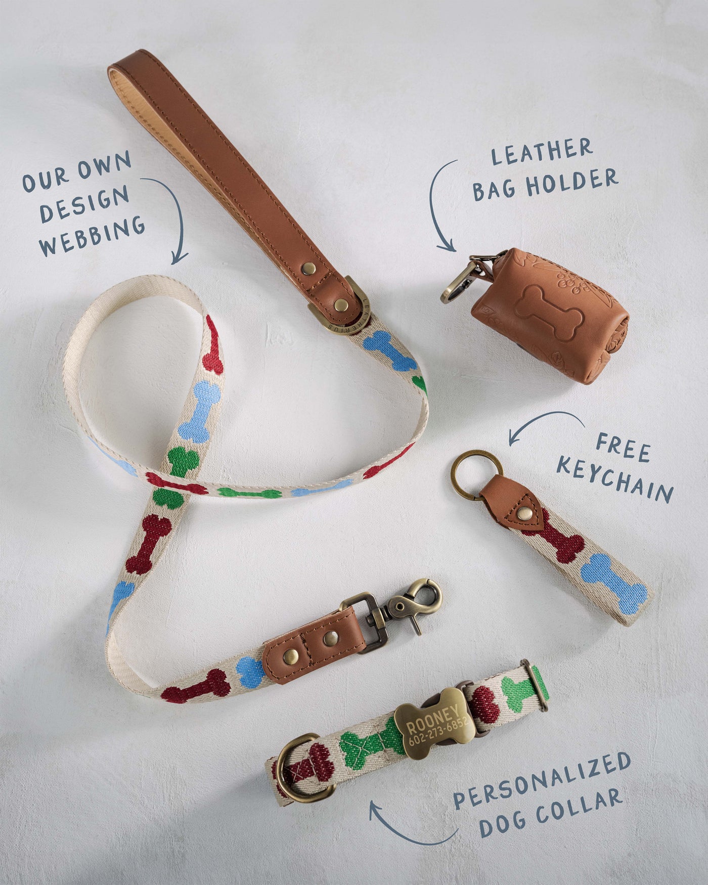 Personalized dog collar in designer webbing