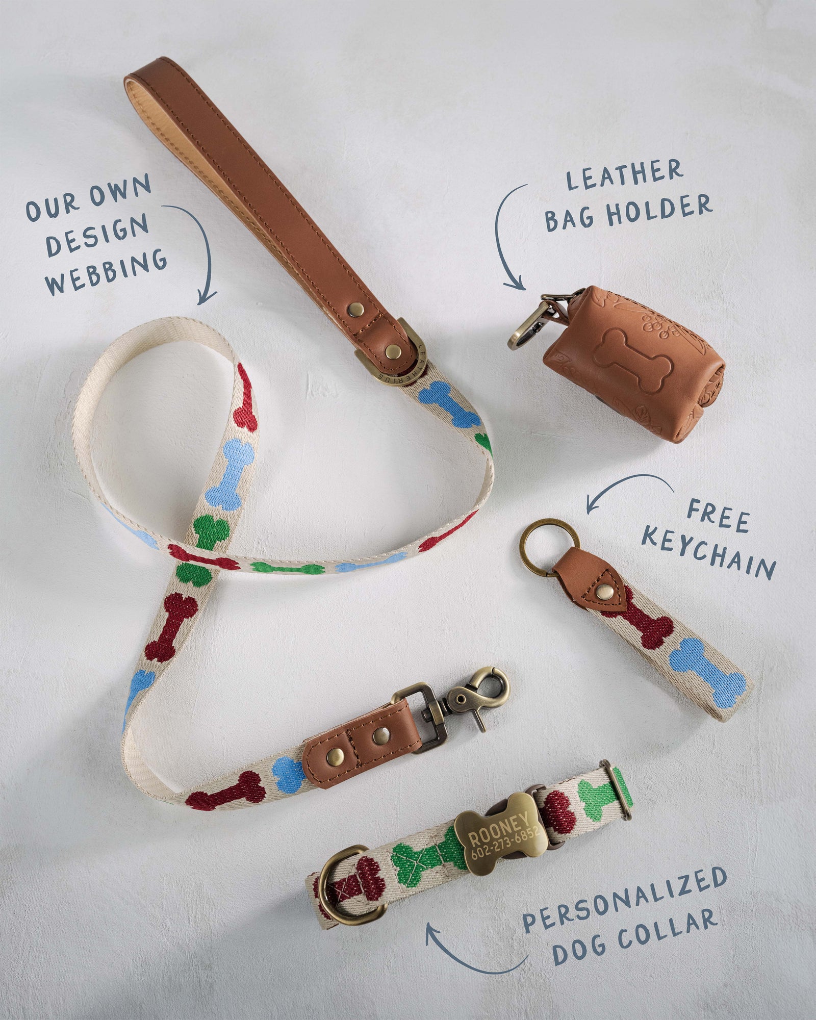 Personalized dog collar in designer webbing