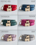 Velvet Dog Collar With Bone-Shaped Buckle