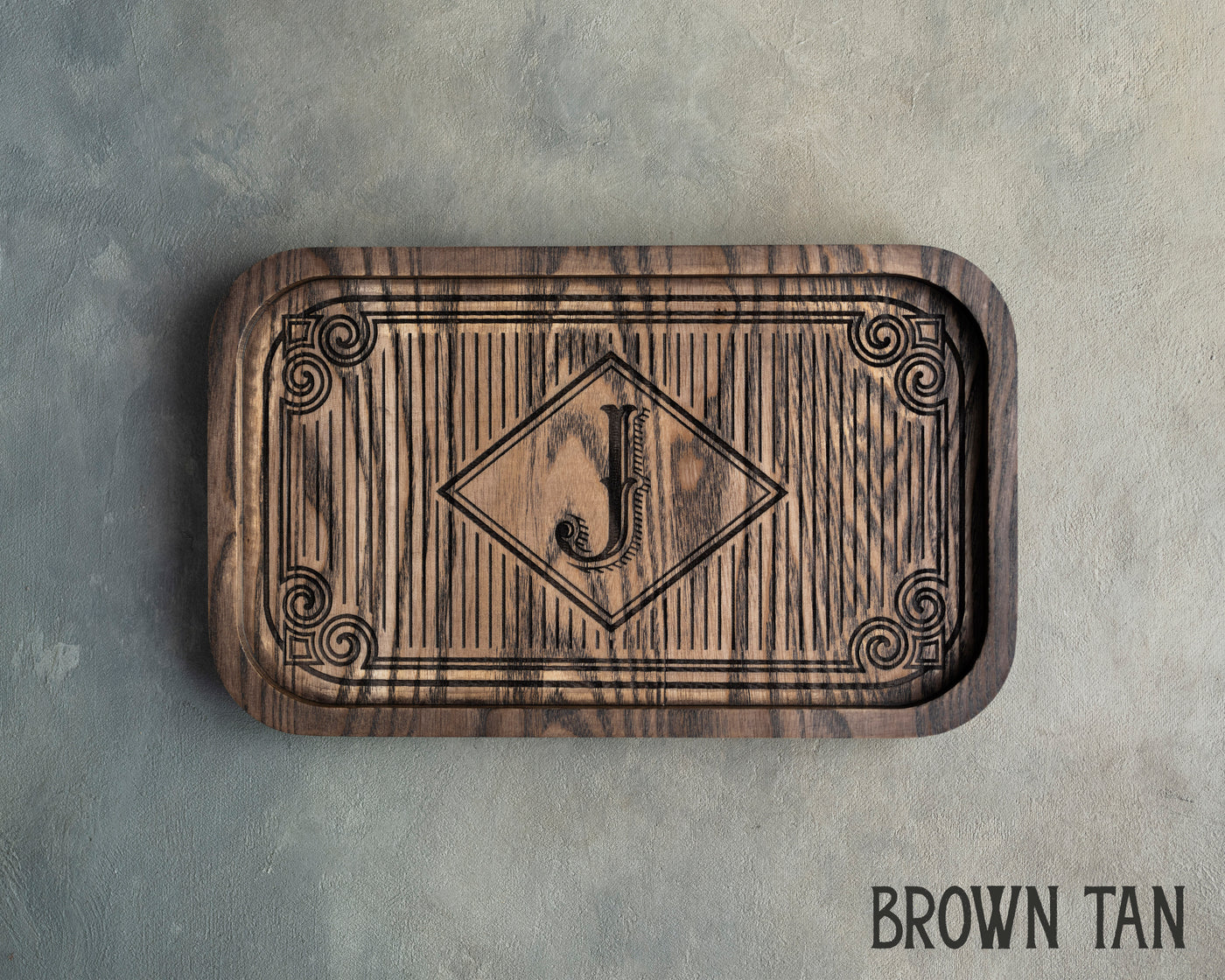 Wooden Tray In Brown Tan
