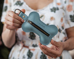 Leather Dog Poop Bag Holder, Bone Shaped