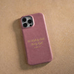 We Walk By Faith 2 Cor. 5:7 handcrafted leather iPhone case, Christian scripture gift