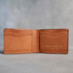 Fought A Good Fight 2 Tim. 4:7 Caramel full-grain leather wallet, Christian scripture gift