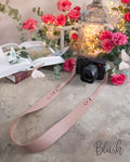 Blush leather camera strap