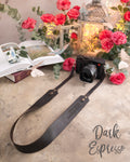 Dark espresso leather camera strap