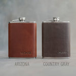 Personalized Leather Hip Flask - Groomsmen Gifts - Custom - Initials / Logo - Full Grain Leather