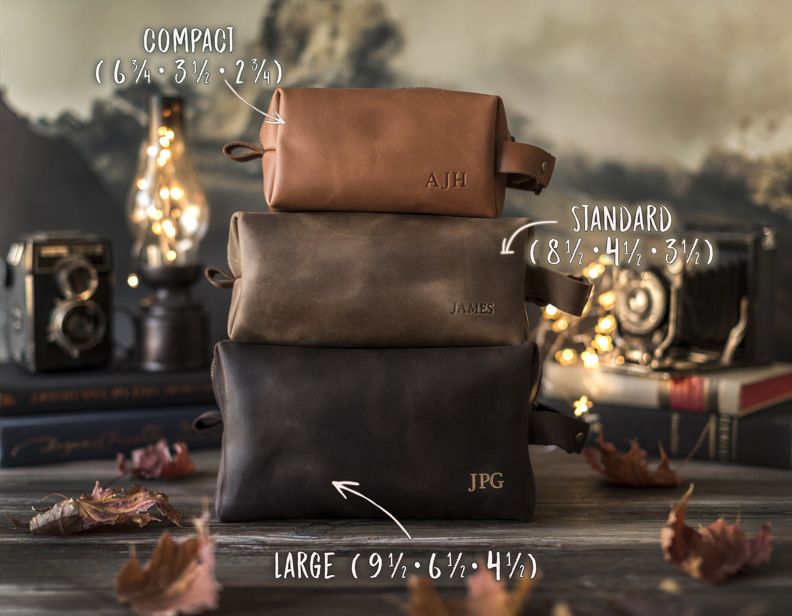 Personalized Mens Toiletry Bag - Leather Dopp Kit