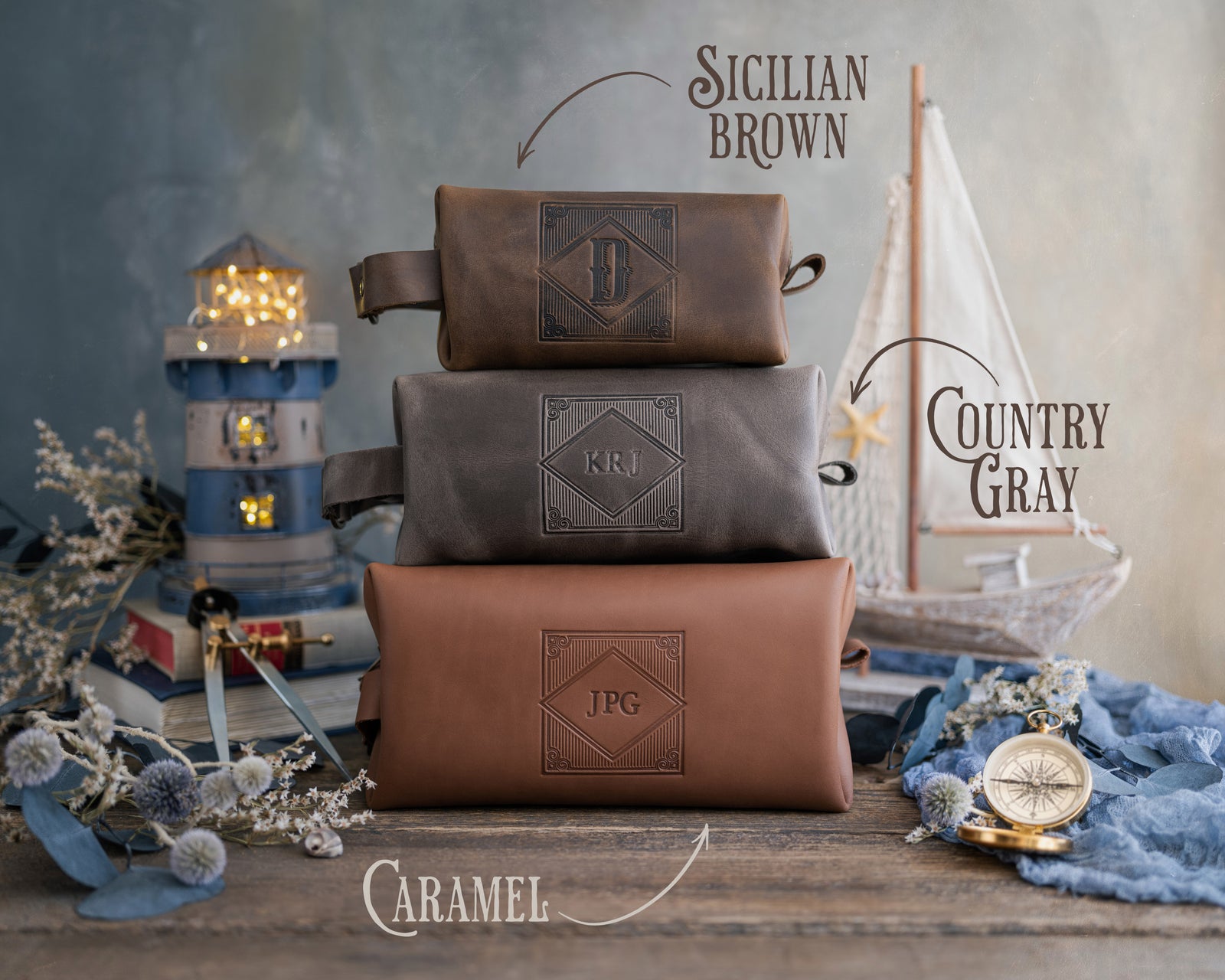 Dopp kit - Toiletry bag - Personalized Leather - Mens - Custom Logo