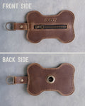 Leather Dog Poop Bag Holder, Bone Shaped