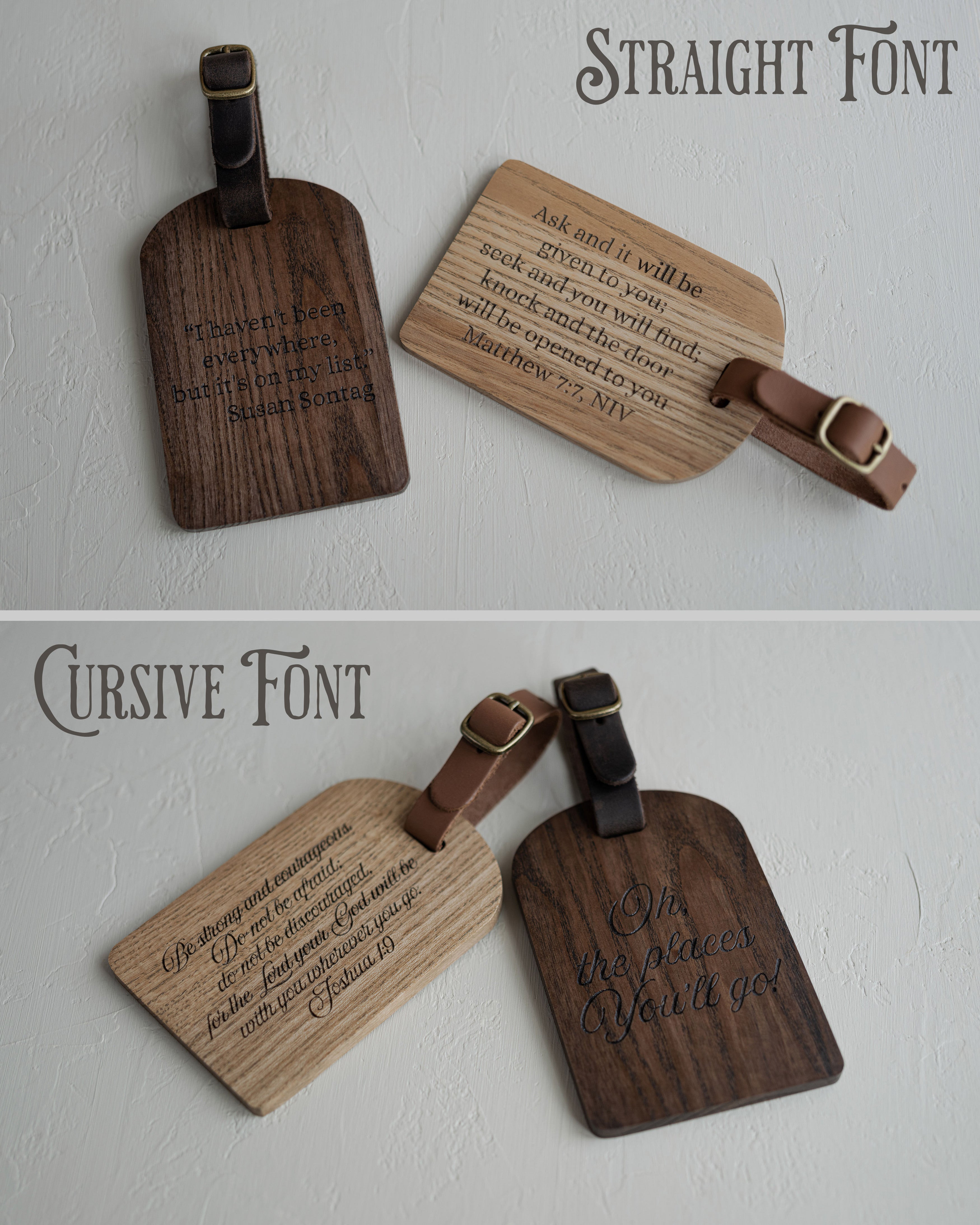 Wooden Luggage Tag In Gray Tan