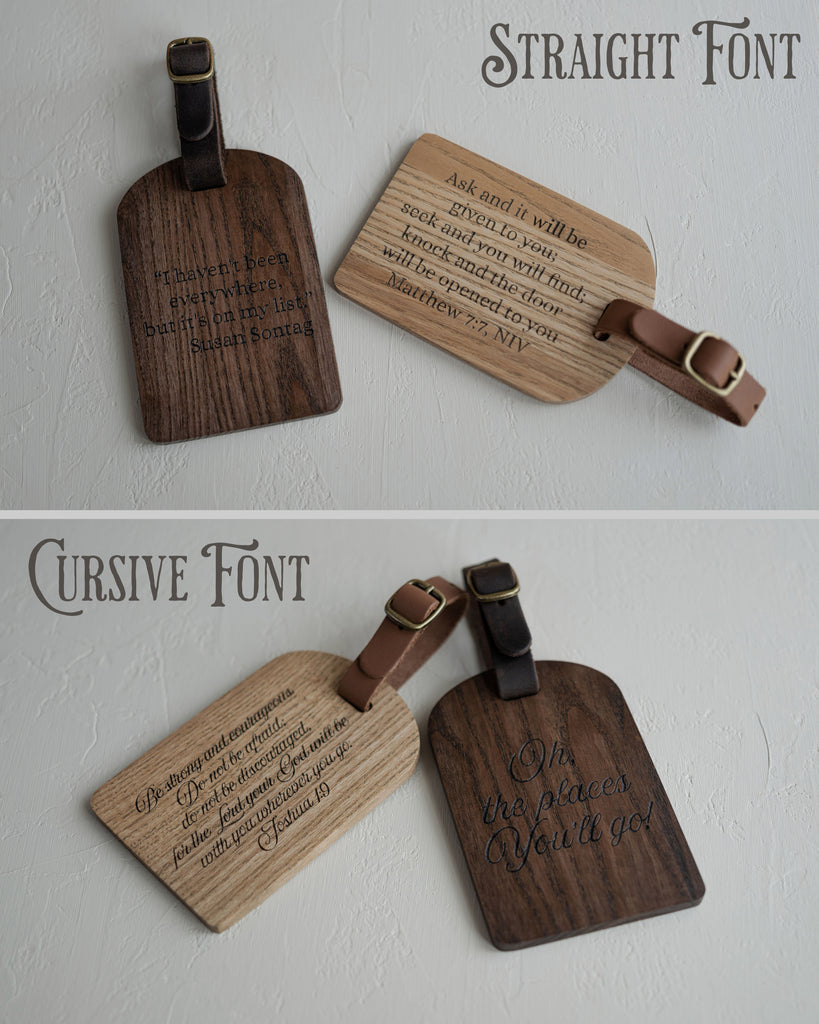 Wooden Luggage Tag In Gray Tan