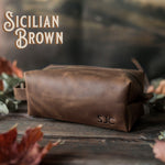 Personalized Leather Toiletry Bag for Men - Dopp Kit - Fire Branded Personalization