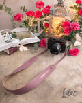 Lilac leather camera strap