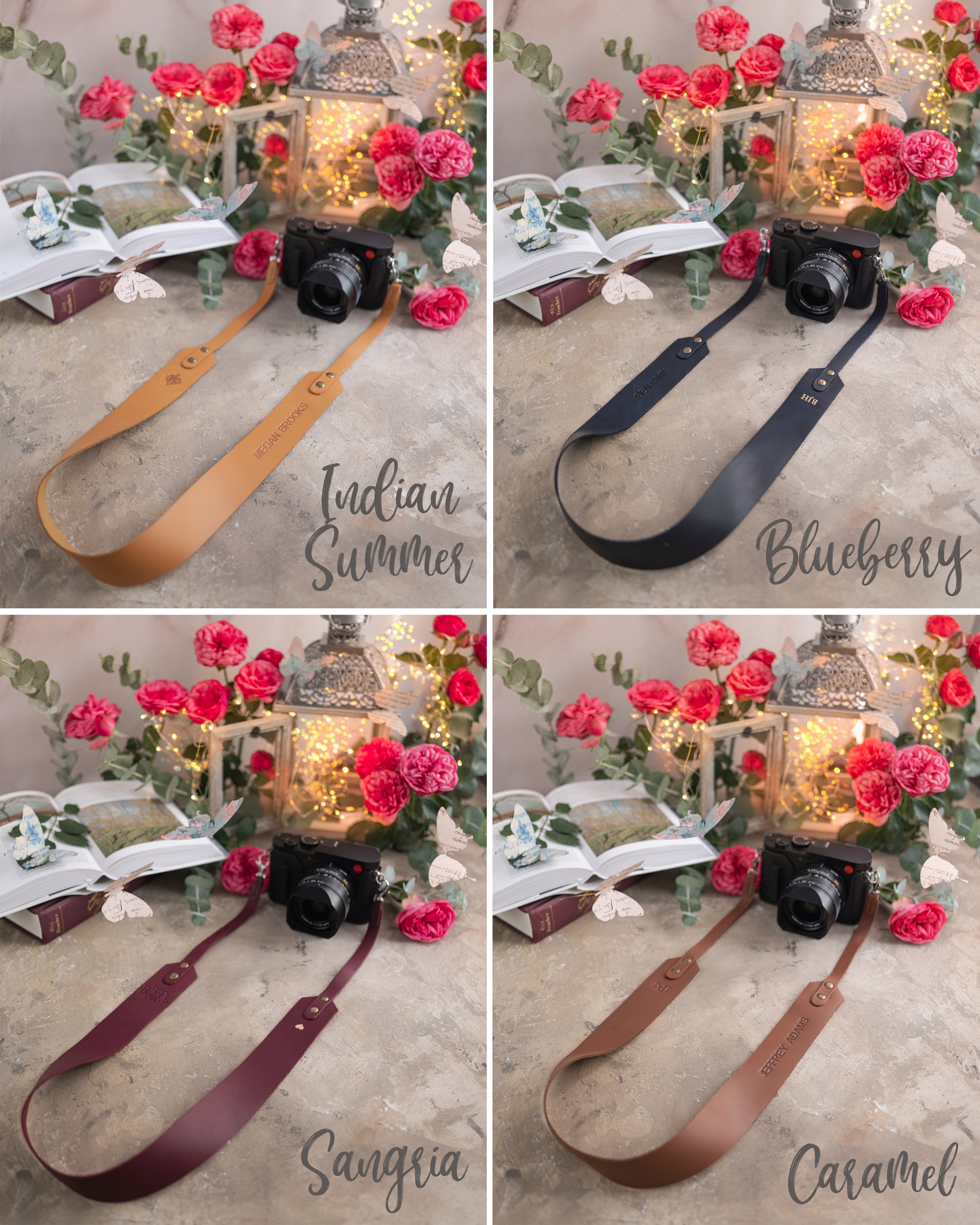 Leather Camera strap with a snap hook attachment