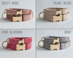 Velvet Dog Collar With Bone-Shaped Buckle