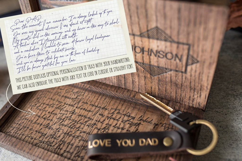 Wooden Personalized Handwriting Docking Station In Natural Tan