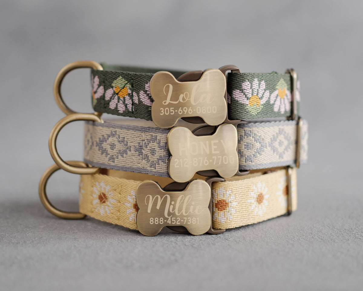 Personalized dog collar with engraved initials