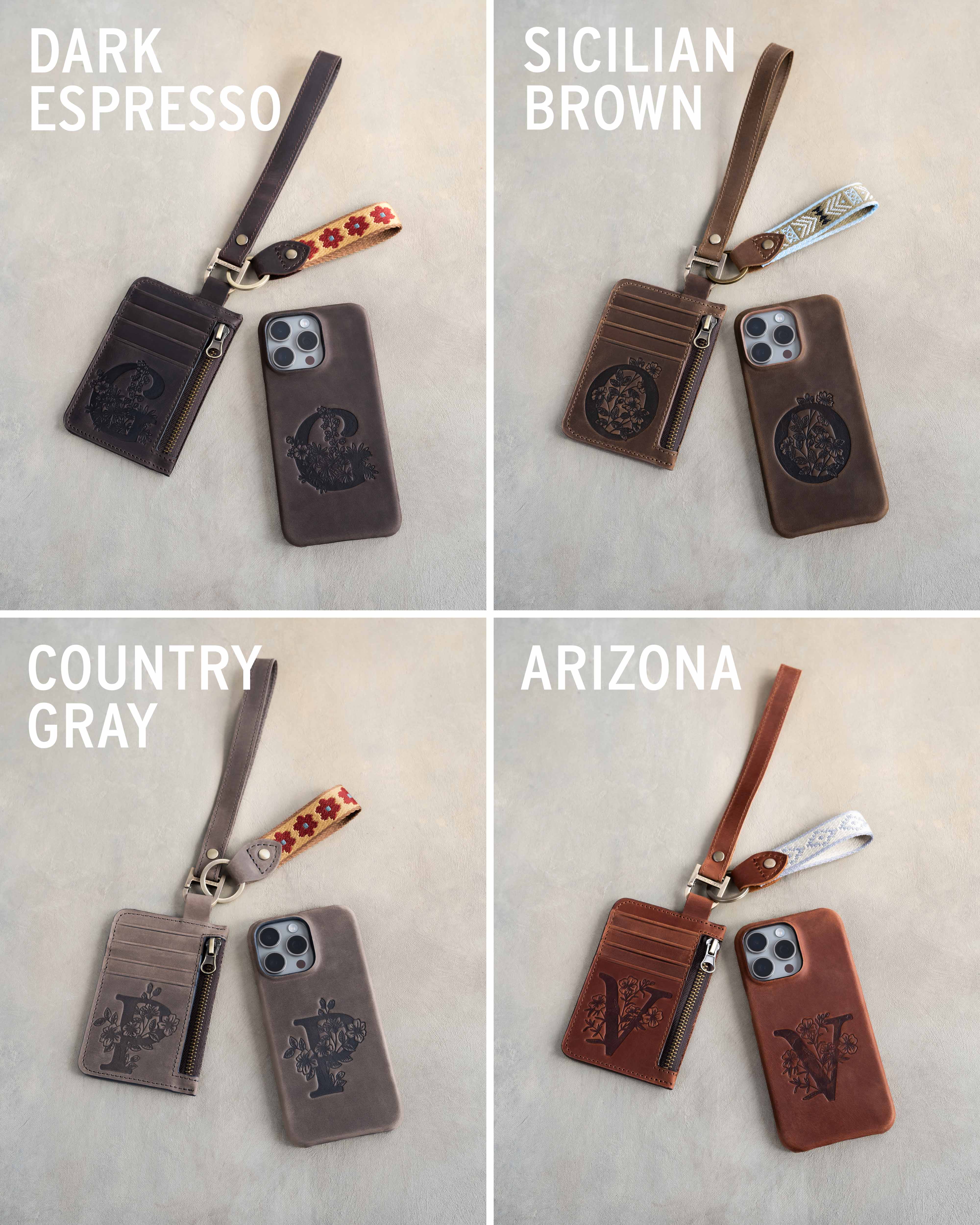 Leather womens wallet keychain