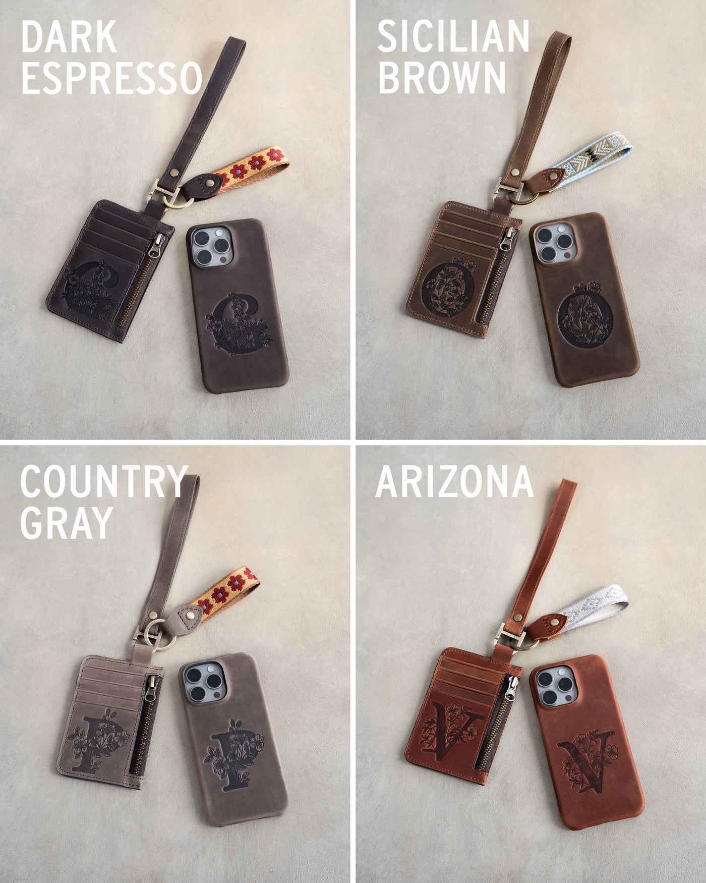 Leather womens wallet keychain