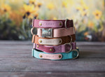 Engraved leather dog collar with name patch