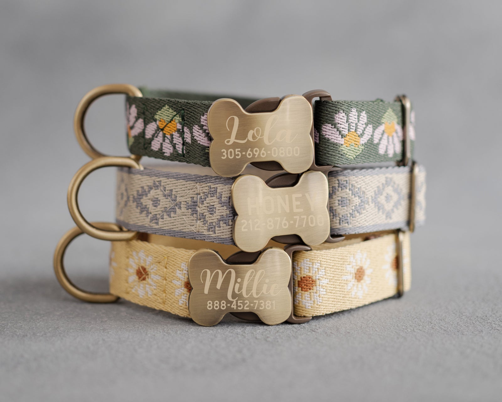 Personalized dog collar in designer webbing