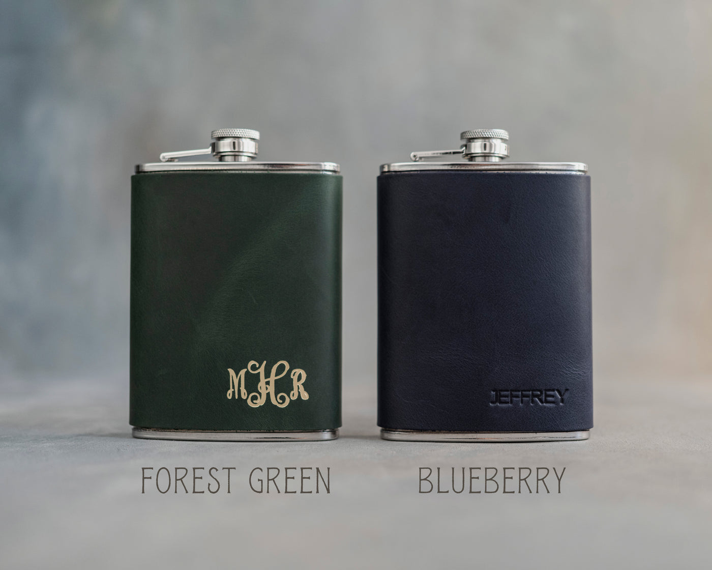 Personalized Leather Hip Flask - Groomsmen Gifts - Custom - Initials / Logo - Full Grain Leather