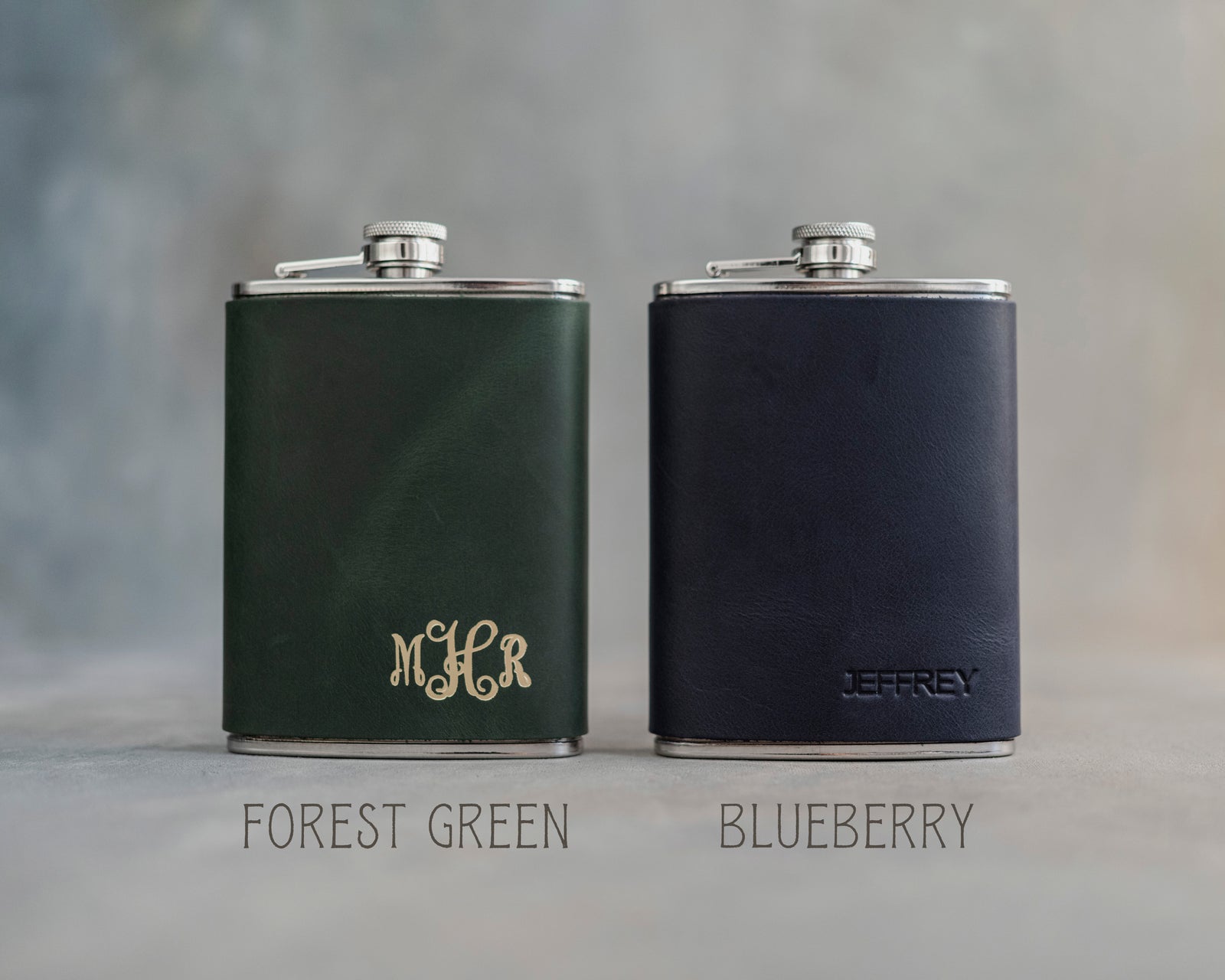 Personalized Leather Hip Flask - Groomsmen Gifts - Custom - Initials / Logo - Full Grain Leather