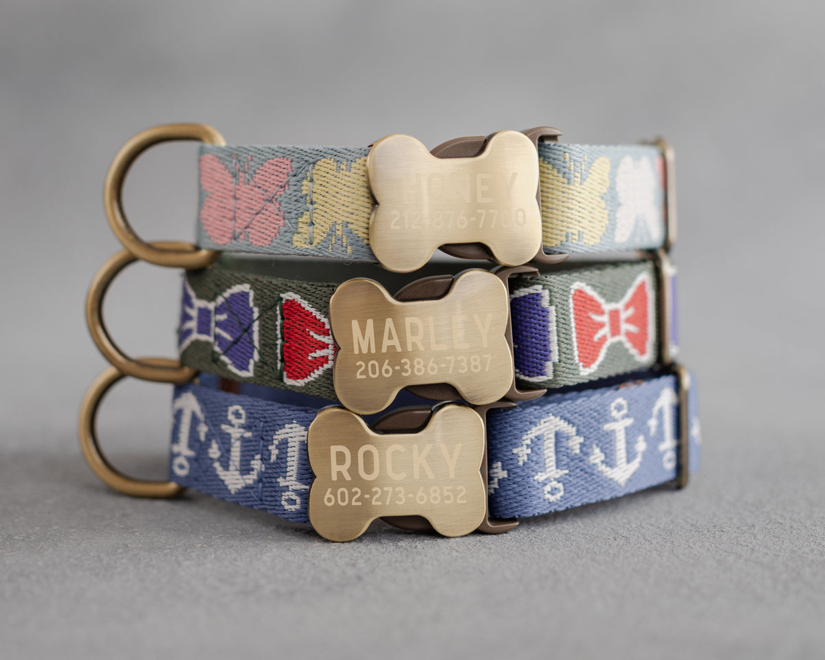 Personalized dog collar in durable woven webbing