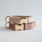 Velvet Dog Collar With Bone-Shaped Buckle