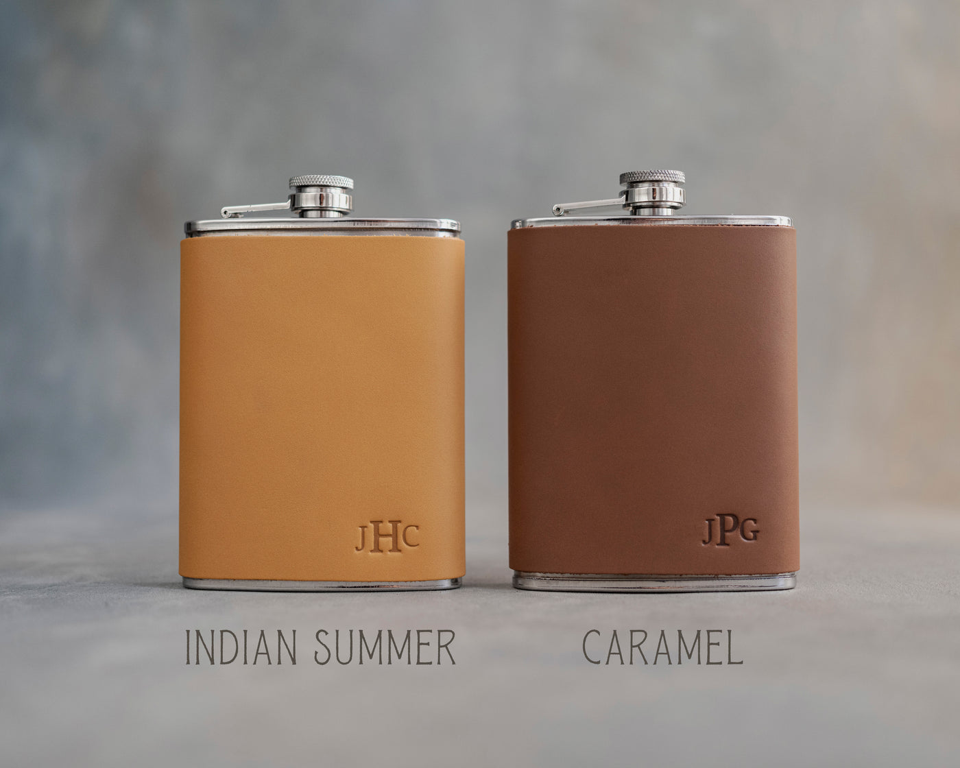 Personalized Leather Hip Flask - Groomsmen Gifts - Custom - Initials / Logo - Full Grain Leather