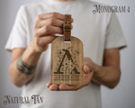 Wooden Luggage Tag In Natural Tan