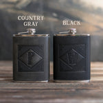 Custom Initial Hip Flask - Groomsmen Gifts - Custom - Logo - Full Grain Leather with engraved initials