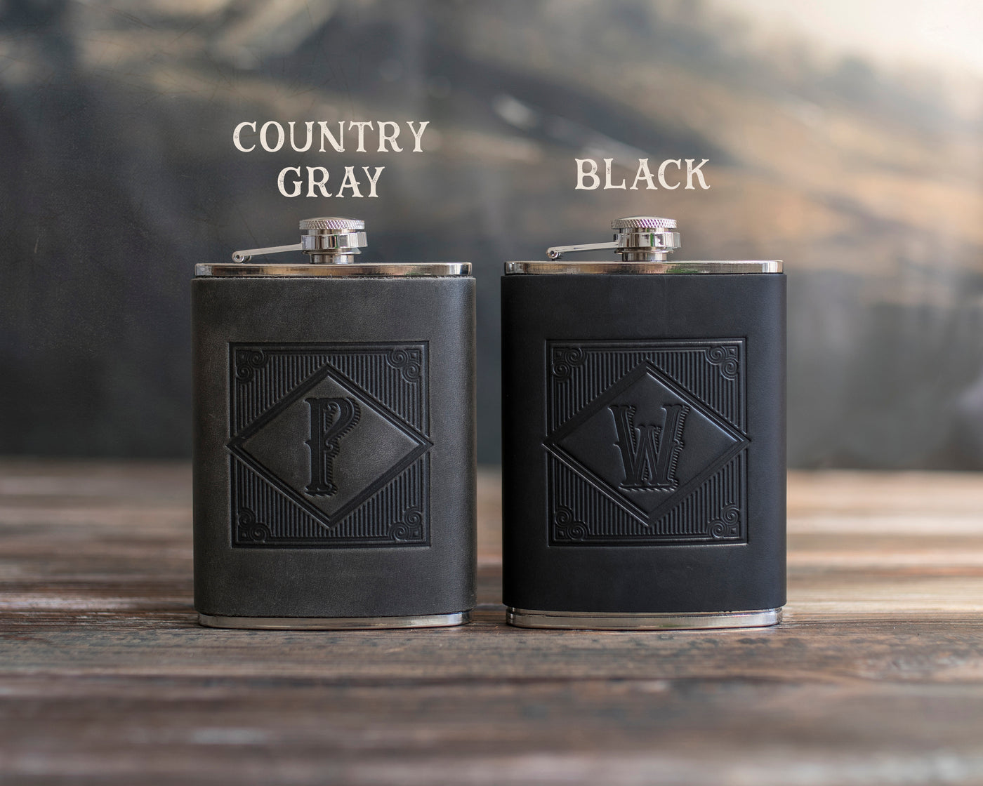 Custom Initial Hip Flask - Groomsmen Gifts - Custom - Logo - Full Grain Leather